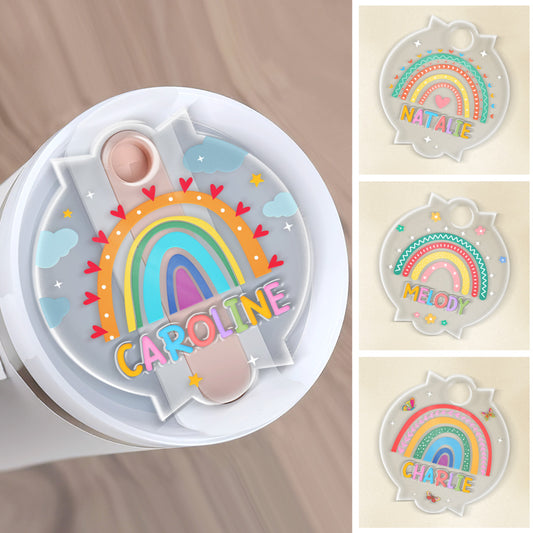 Personalized Evergreen Tumbler Name Tag With Rainbow Shape