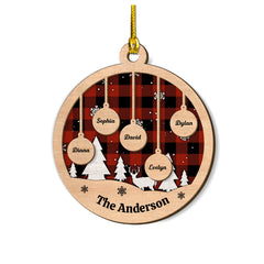 Personalized Name Layered Wood Ornament Custom Family Name