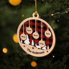 Personalized Name Layered Wood Ornament Custom Family Name