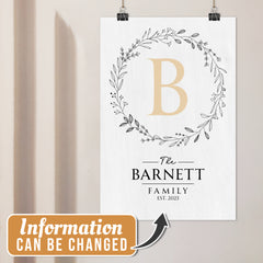 Personalized Family Poster Monogram Initial