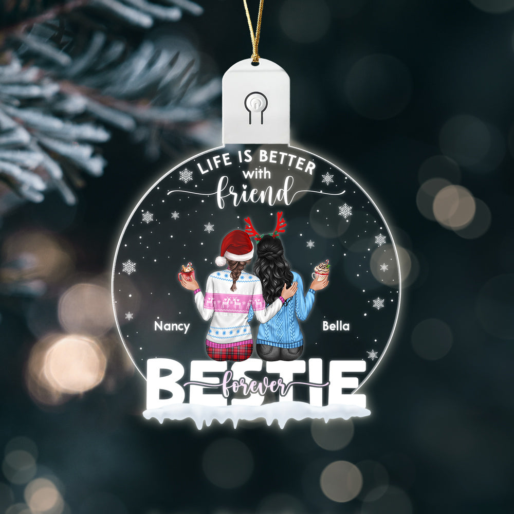 Personalized Friend Led Acrylic Ornament Life Is Better With Friend