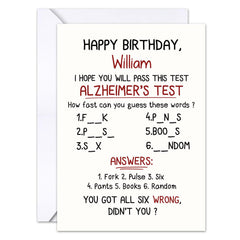 Personalized Funny Birthday Greeting Card Alzheimer Test