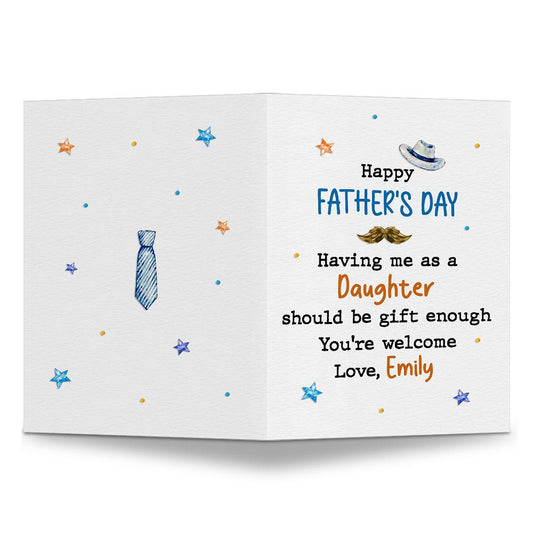 Personalized Funny Father's Day Greeting Card For Dad From Daughter