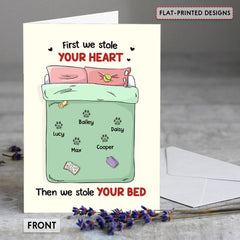 Personalized Funny Greeting Card For Family Heart And Bed