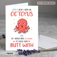 Personalized Funny Greeting Card For Girlfriend Lovely Octopus