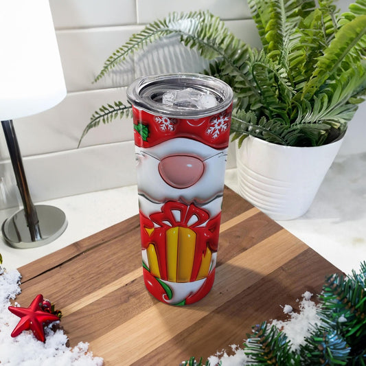 Personalized Gnome Christmas Skinny Tumbler For Winter