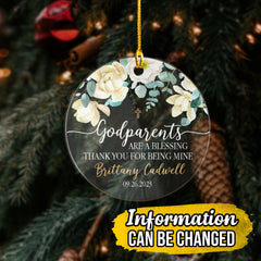 Personalized Godparents Acrylic Ornament Thank You For Being Mine