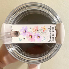 Personalized Grandma Tumbler Name Tag With Flower