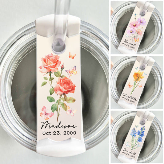 Personalized Grandma Tumbler Name Tag With Flower