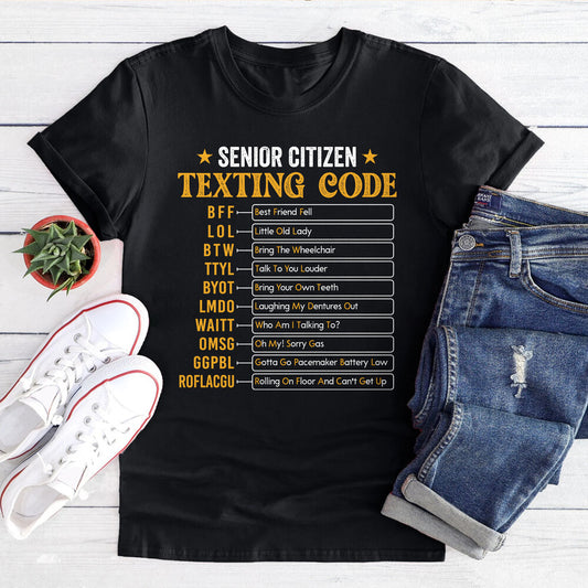 Personalized Grandparent T-Shirt Senior Citizen Texting Code
