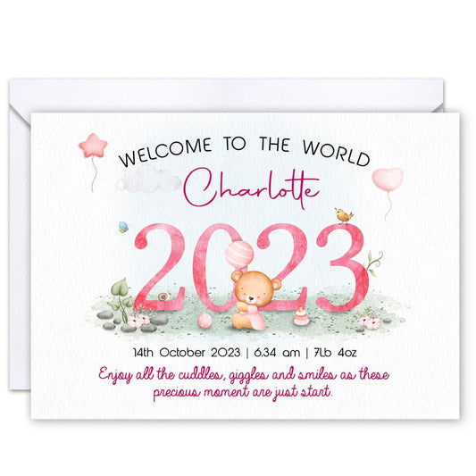 Personalized Greeting Card Congratulation To New Baby Girl