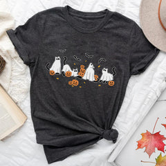 Personalized Halloween T Shirt Cat Ghosts