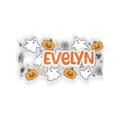 Personalized Halloween Tumbler Name Tag With Ghosts & Pumpkins Arround