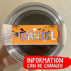 Personalized Halloween Tumbler Name Tag With Lovely Halloween Motifs