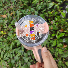 Personalized Halloween Tumbler Name Tag With The Shape Of Spider Web