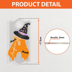 Personalized Halloween Tumbler Name Tag With Witch Hat Motifs