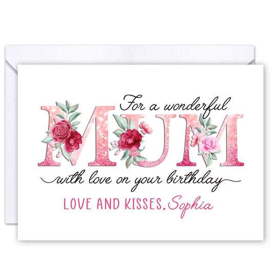Personalized Happy Birthday Greeting Card For Mother From Daughter