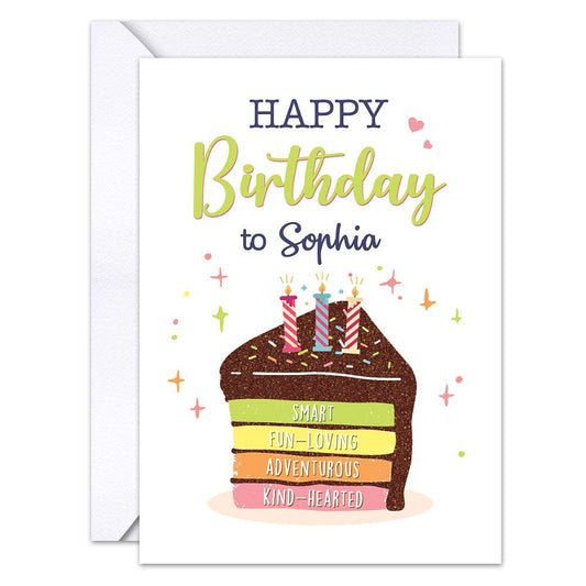 Personalized Happy Birthday Greeting Card Lovely Cake