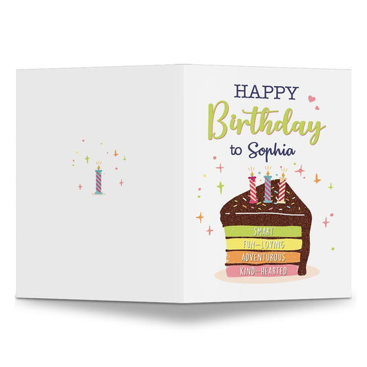 Personalized Happy Birthday Greeting Card Lovely Cake