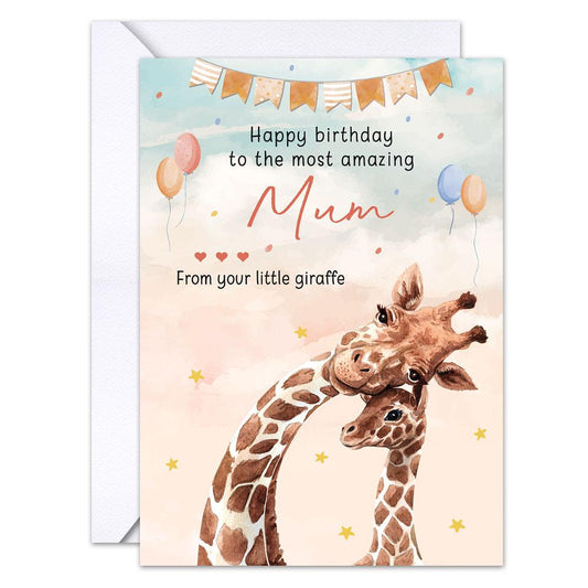 Personalized Happy Birthday Greeting Card Lovely Giraffe Mother And Kid