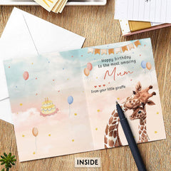 Personalized Happy Birthday Greeting Card Lovely Giraffe Mother And Kid