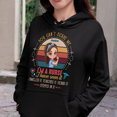 Personalized Hoodie For Nurse Chibi Art You Can't Scare Me