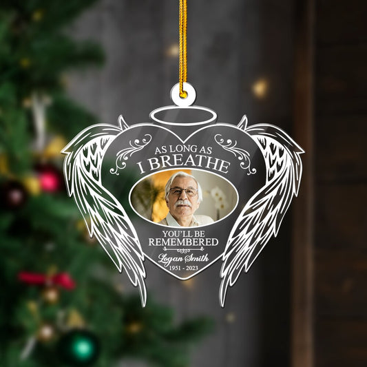 Personalized Human Memorial Acrylic Ornament As Long As I Breathe