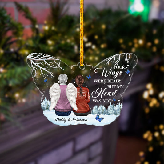 Personalized Human Memorial Acrylic Ornament Your Wings But My Heart