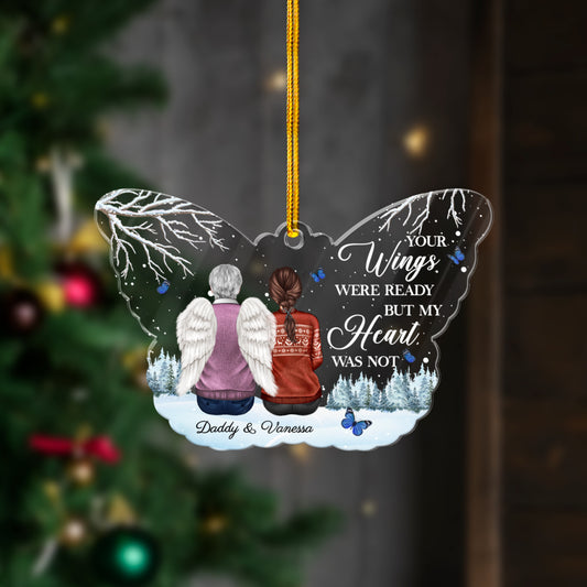 Personalized Human Memorial Acrylic Ornament Your Wings But My Heart