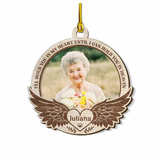 Personalized Human Memorial Layered Wood Ornament Hold You In Heaven