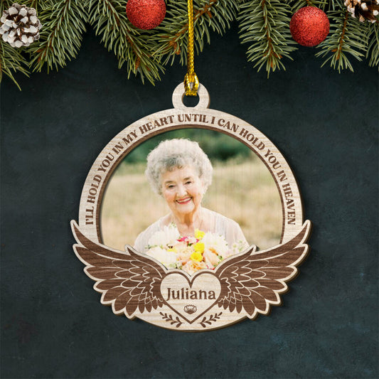 Personalized Human Memorial Layered Wood Ornament Hold You In Heaven