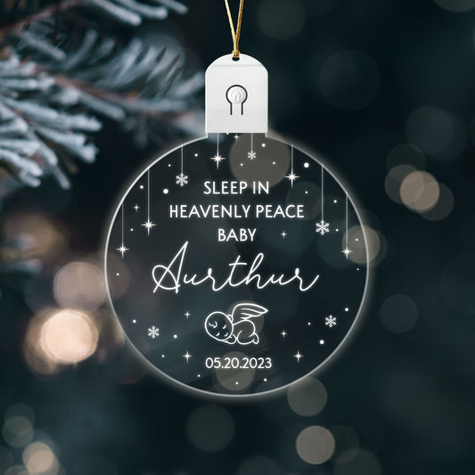 Personalized Human Memorial Led Acrylic Ornament Heavanly Peace Baby