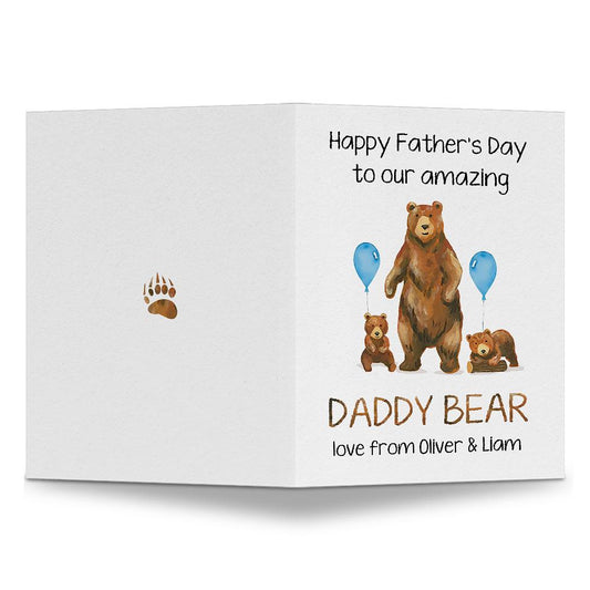 Personalized Lovely Daddy Bear Greeting Card From Children