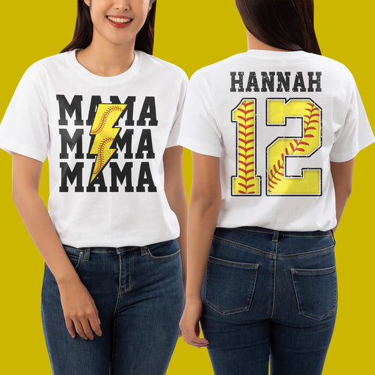 Personalized Mom T Shirt Softball Design