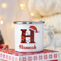 Personalized Monogram Camping Mug Decorated With Christmas Motifs