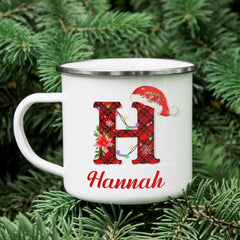 Personalized Monogram Camping Mug Decorated With Christmas Motifs