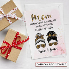 Personalized Mother's Day Funny Greeting Card Thank You Mom Leopard
