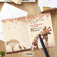 Personalized Mother's Day Greeting Card Safari Giraffe Mother And Kid