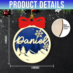 Personalized Name Layered Wood Ornament Christmas Style