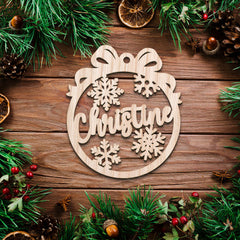 Personalized Name Ornament Cut Out Merry Christmas Day