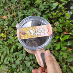 Personalized Name Tumbler Name Tag With Glitter Design