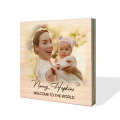 Personalized New Mom Wooden Block With Baby Photo