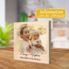 Personalized New Mom Wooden Block With Baby Photo