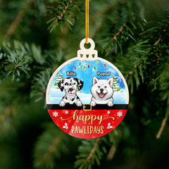 Personalized Pet Acrylic Ornament Happy Pawlidays