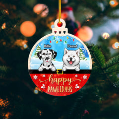 Personalized Pet Acrylic Ornament Happy Pawlidays