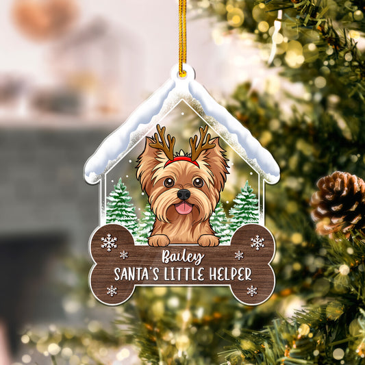 Personalized Pet Acrylic Ornament In The Shape Of A Dog House