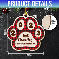 Personalized Pet Layered Wood Ornament 1St Christmas
