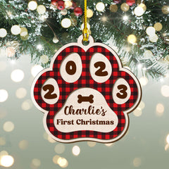 Personalized Pet Layered Wood Ornament 1St Christmas
