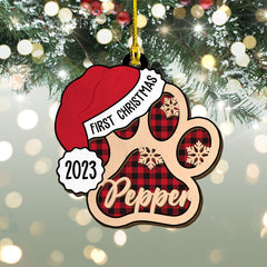 Personalized Pet Layered Wood Ornament First Christmas