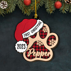 Personalized Pet Layered Wood Ornament First Christmas